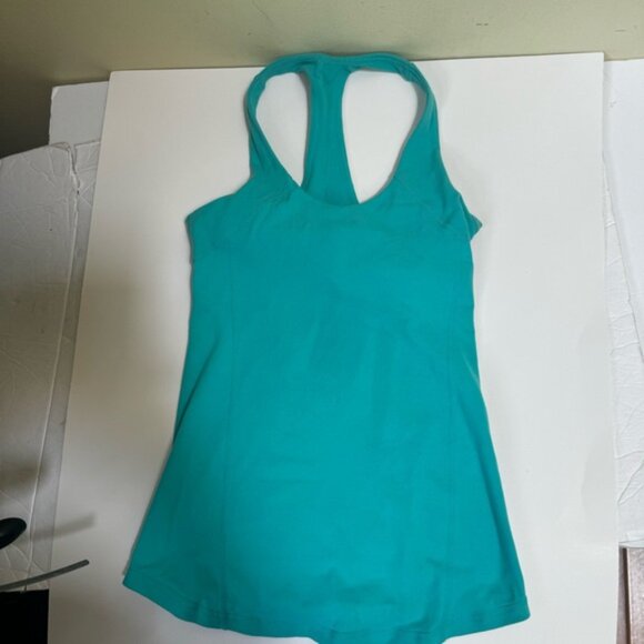Lululemon Round Neck Tank Racer Swiftly Luon Bra Shelf Top Logo Tiffany Blue 4 - Picture 2 of 14